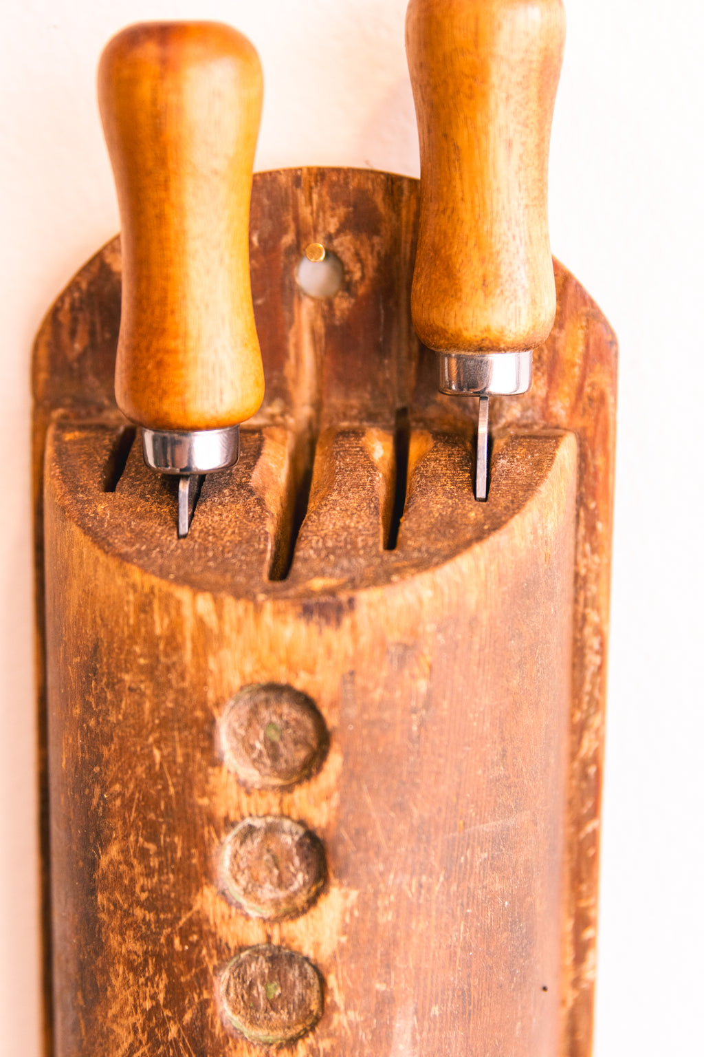 Antique Wooden Wall-Mounted Kitchen Tool Holder