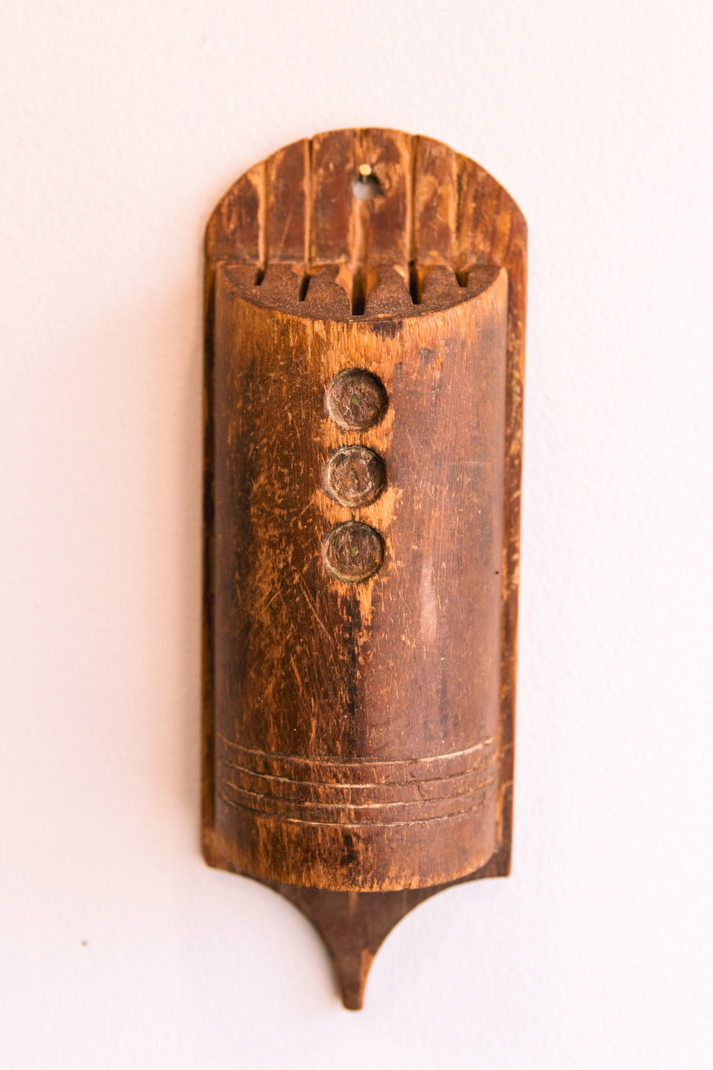 Antique Wooden Wall-Mounted Kitchen Tool Holder