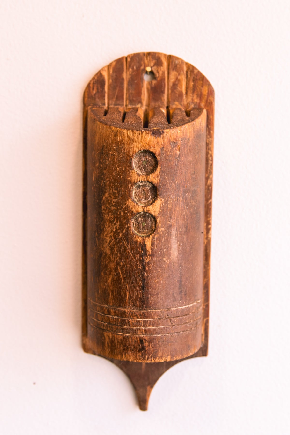 Antique Wooden Wall-Mounted Kitchen Tool Holder