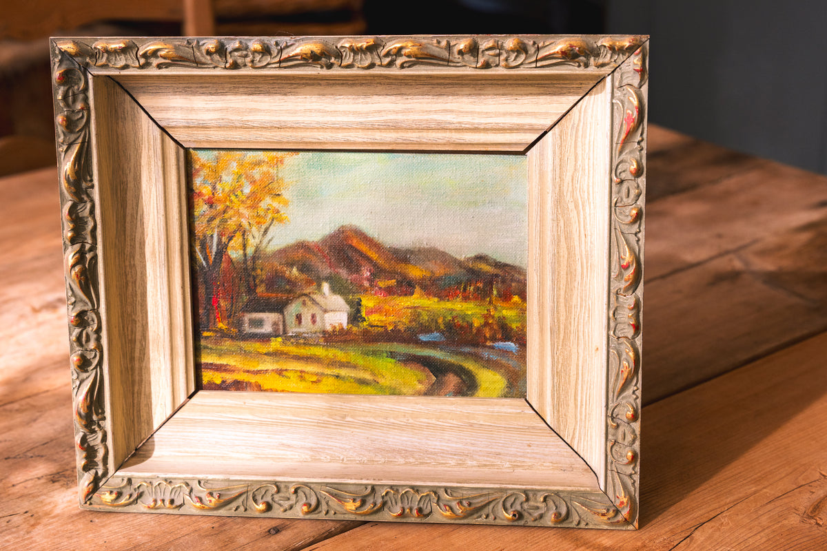 Framed Autumn Countryside Landscape Painting