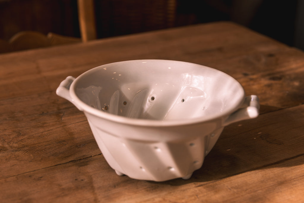 Vintage White Ceramic Colander