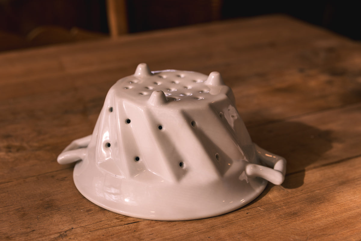 Vintage White Ceramic Colander