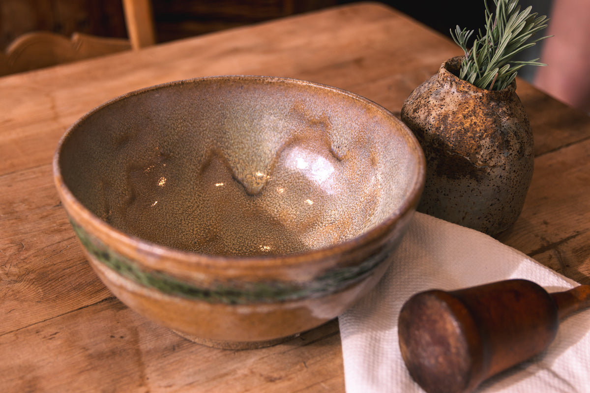 Hand-Glazed Earthenware Serving Bowl