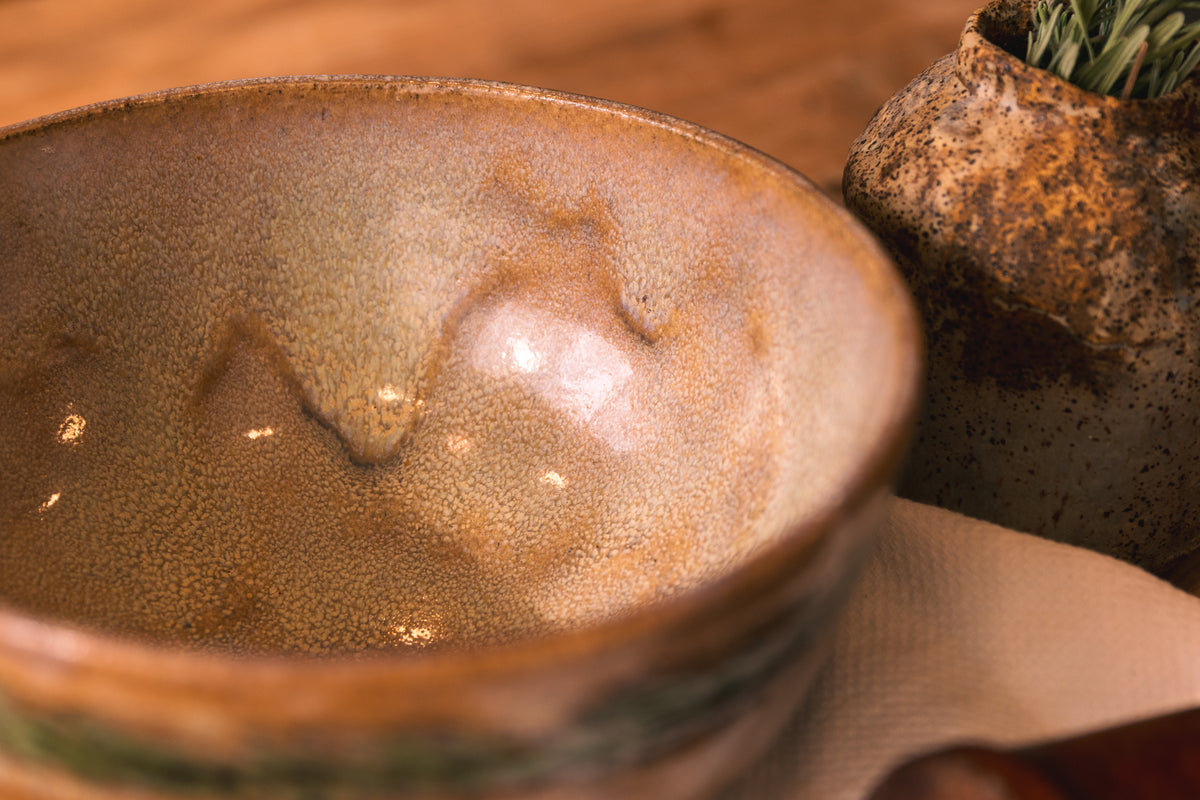 Hand-Glazed Earthenware Serving Bowl