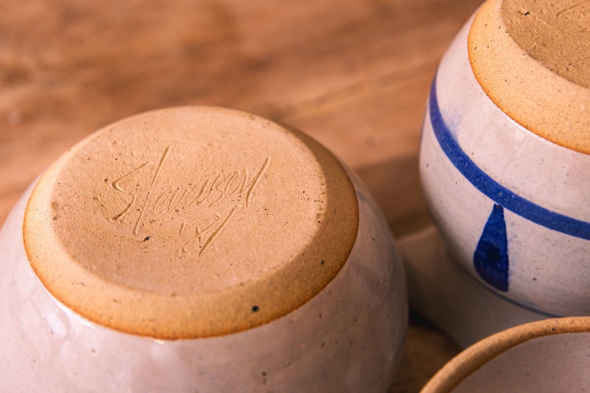 Handmade Cobalt Stoneware Cream and Sugar Set