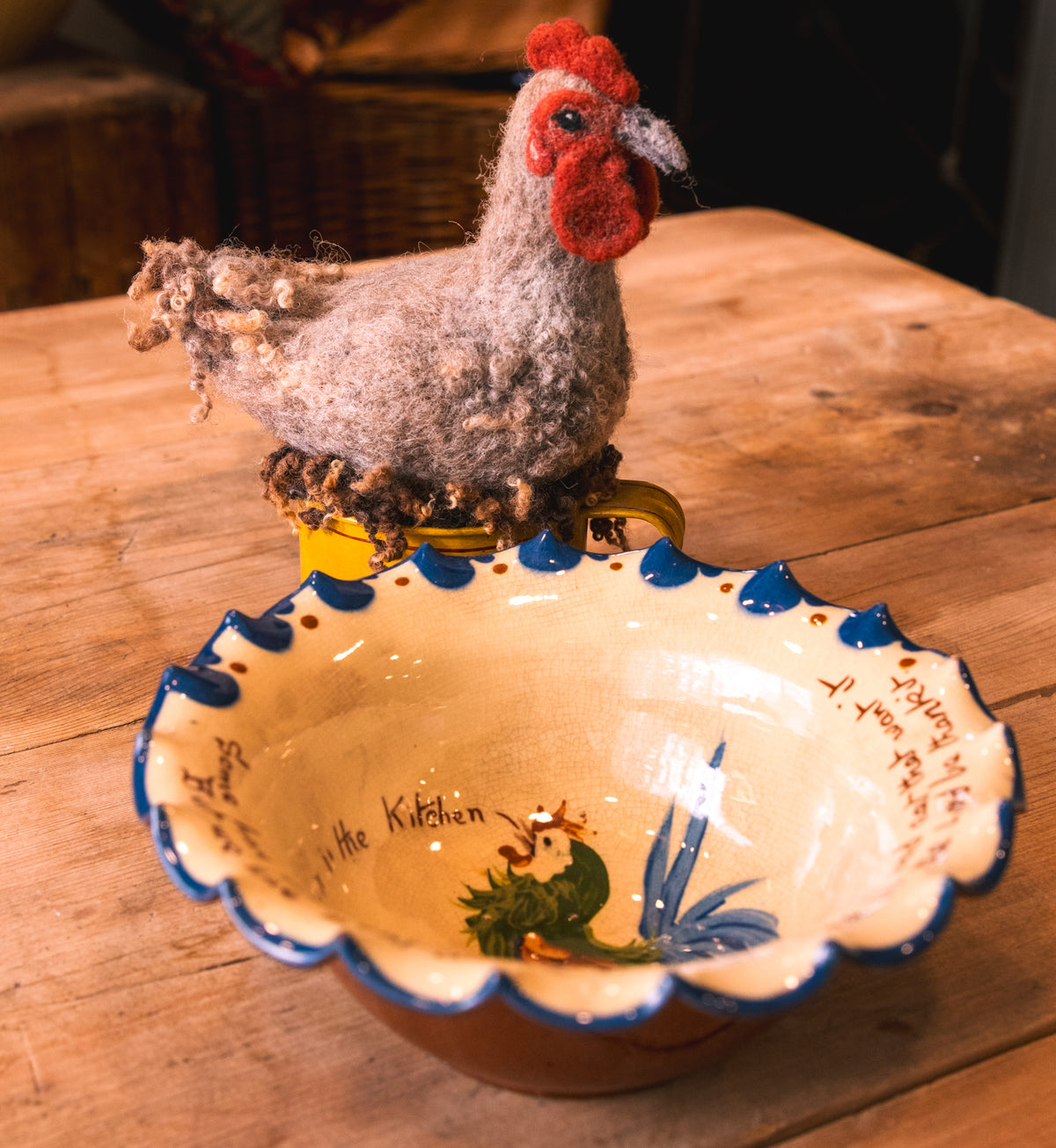 Vintage English Rooster Kitchen Bowl