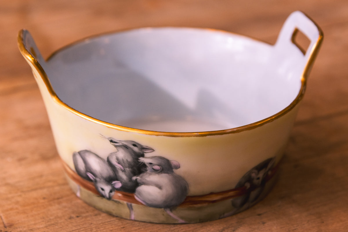 Vintage Mouse Motif Porcelain Serving Dish
