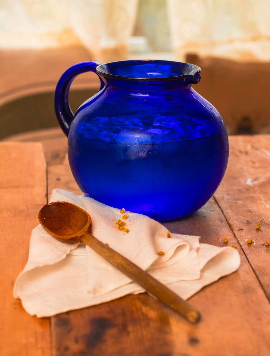 Hand-Blown Cobalt Glass Pitcher