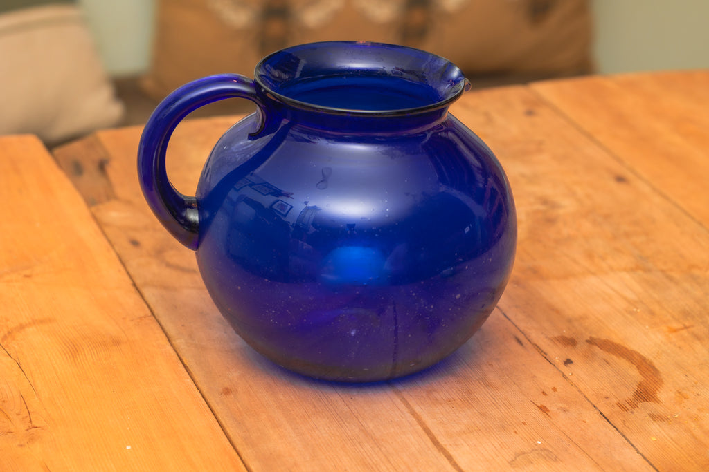 Hand-Blown Cobalt Glass Pitcher