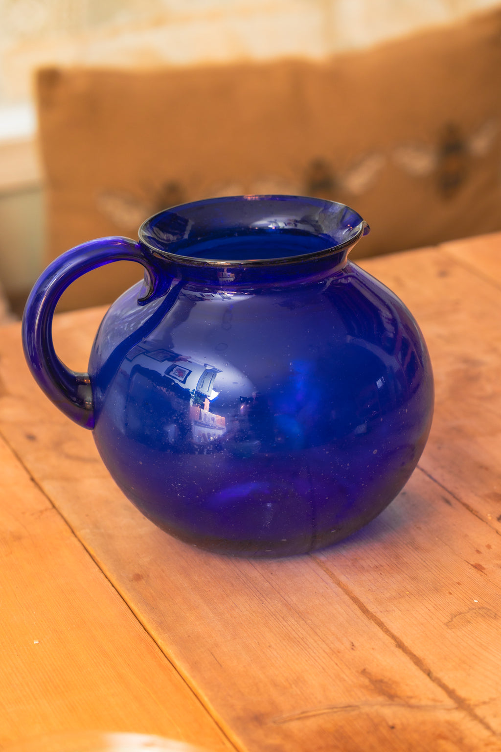 Hand-Blown Cobalt Glass Pitcher