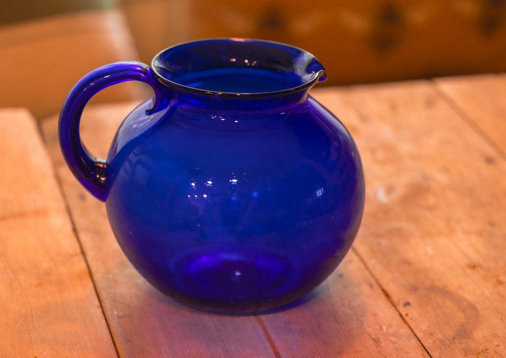 Hand-Blown Cobalt Glass Pitcher